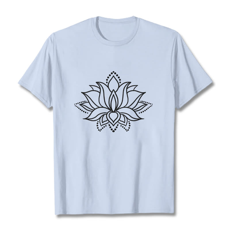 Tactile Cotton Minimalist Lotus Meditation T-Shirt