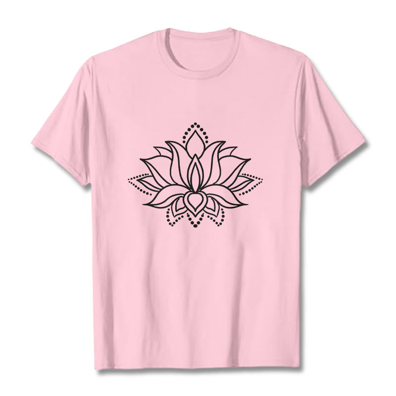 Tactile Cotton Minimalist Lotus Meditation T-Shirt