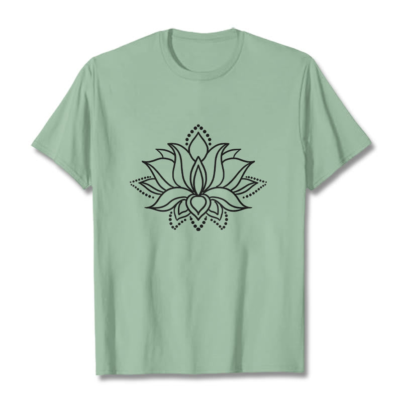 Tactile Cotton Minimalist Lotus Meditation T-Shirt