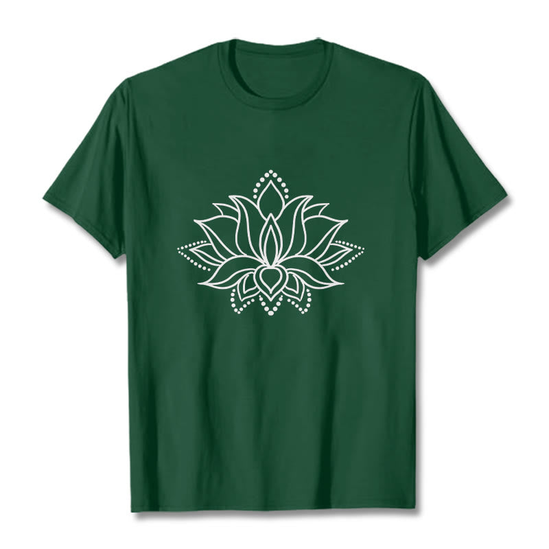 Tactile Cotton Minimalist Lotus Meditation T-Shirt