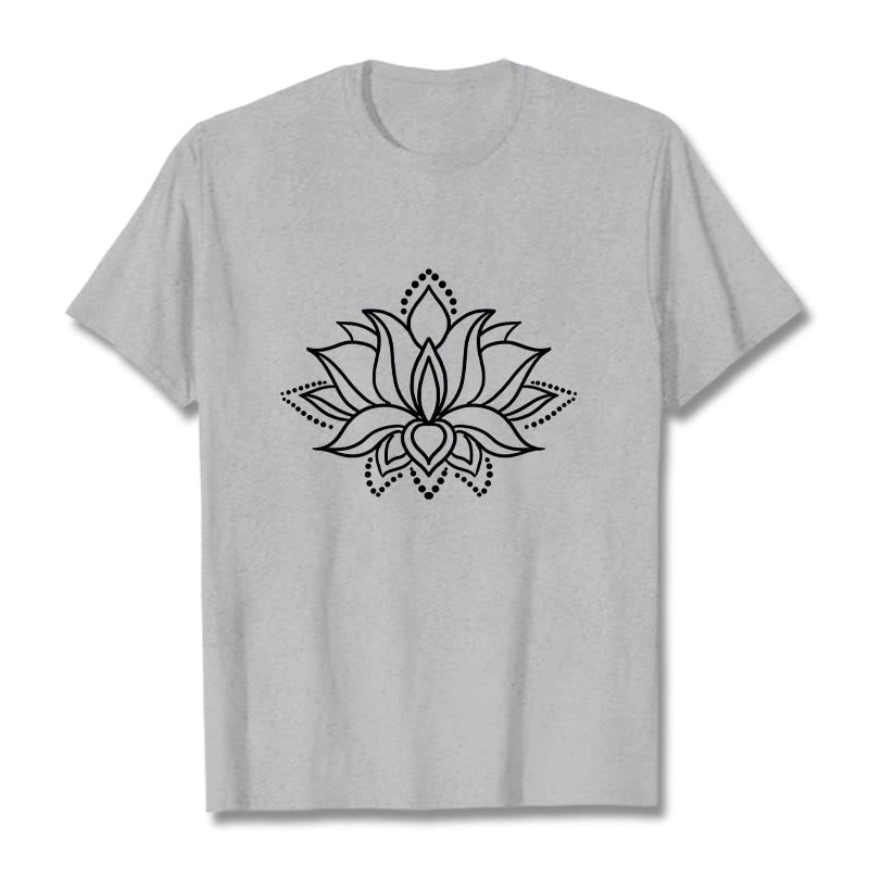 Tactile Cotton Minimalist Lotus Meditation T-Shirt
