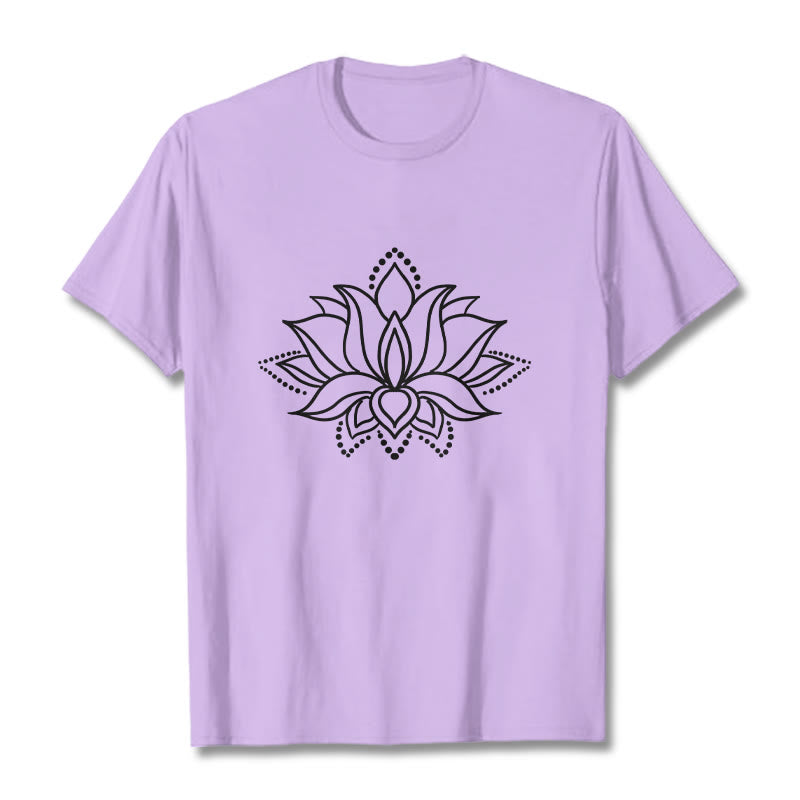 Tactile Cotton Minimalist Lotus Meditation T-Shirt
