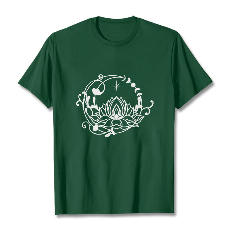Tactile Cotton Lotus and Moon Phase Meditation T-Shirt