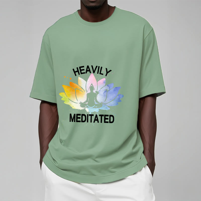 Cotton Lotus Graphic Crew Neck Meditation T-Shirt