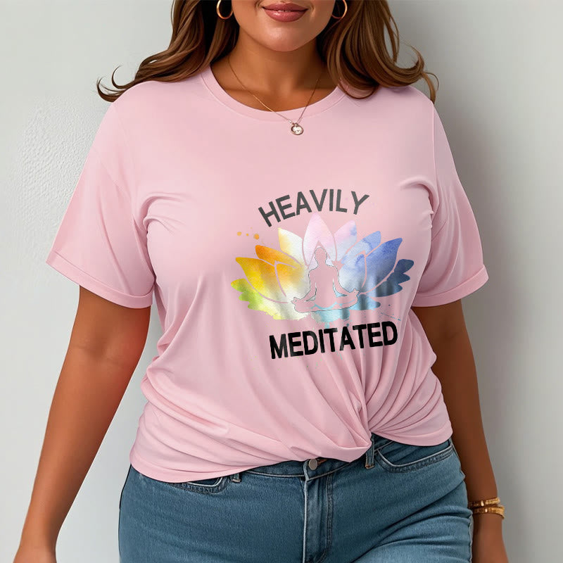 Cotton Lotus Graphic Crew Neck Meditation T-Shirt