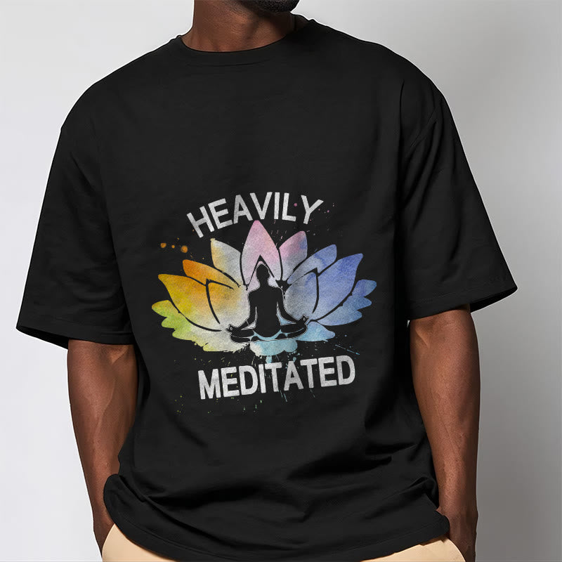 Cotton Lotus Graphic Crew Neck Meditation T-Shirt
