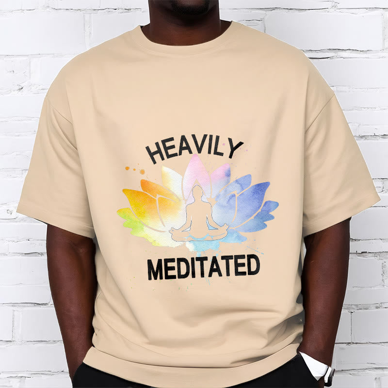 Cotton Lotus Graphic Crew Neck Meditation T-Shirt