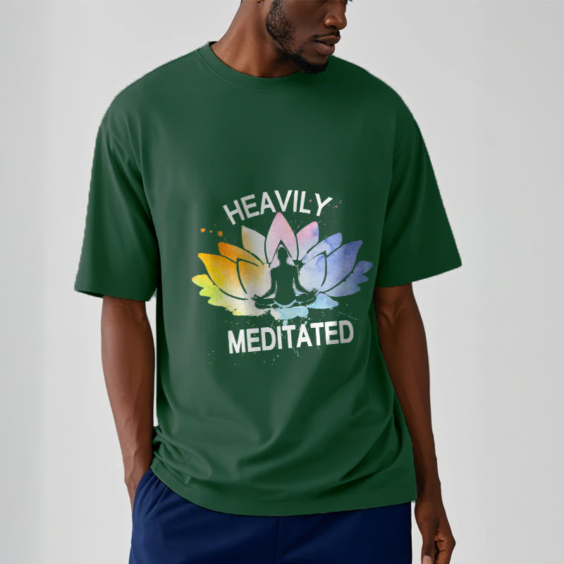 Cotton Lotus Graphic Crew Neck Meditation T-Shirt