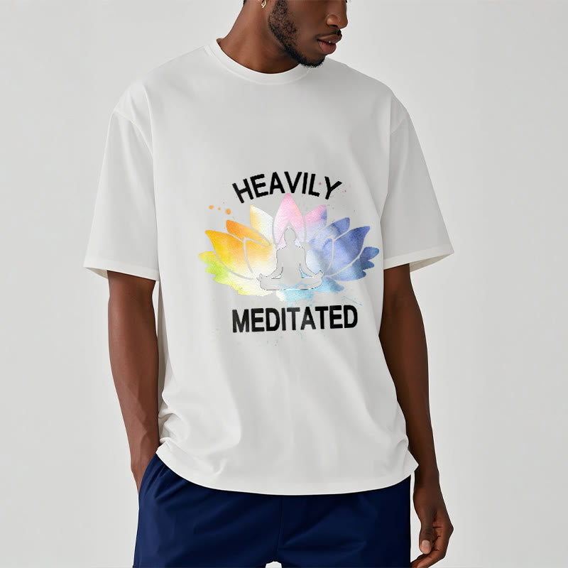 Cotton Lotus Graphic Crew Neck Meditation T-Shirt