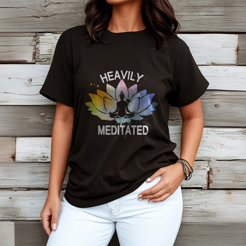 Cotton Lotus Graphic Crew Neck Meditation T-Shirt