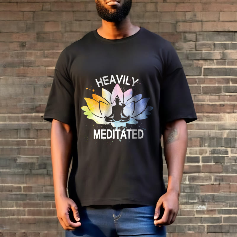 Cotton Lotus Graphic Crew Neck Meditation T-Shirt