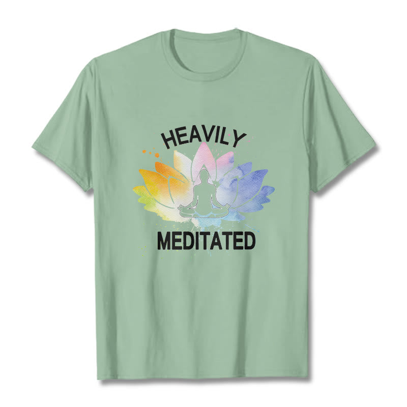 Cotton Lotus Graphic Crew Neck Meditation T-Shirt