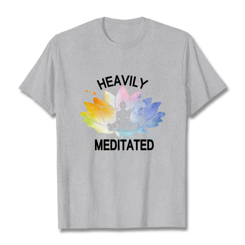 Cotton Lotus Graphic Crew Neck Meditation T-Shirt