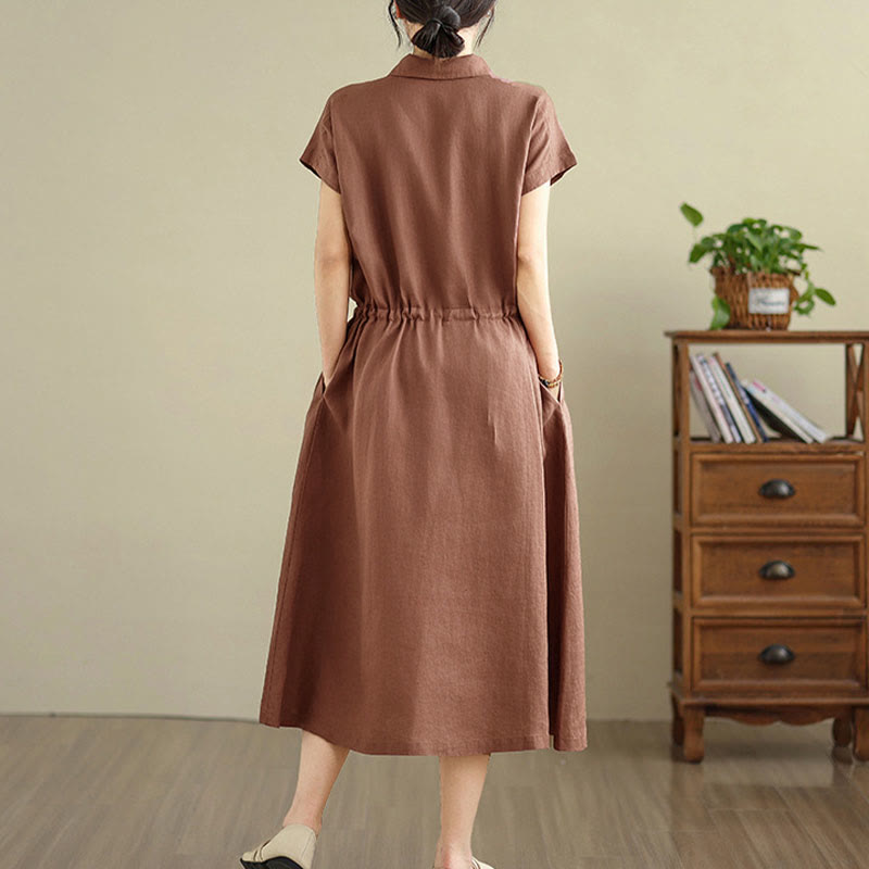 Breathable Cotton Linen Minimalist Grounding Midi Dress