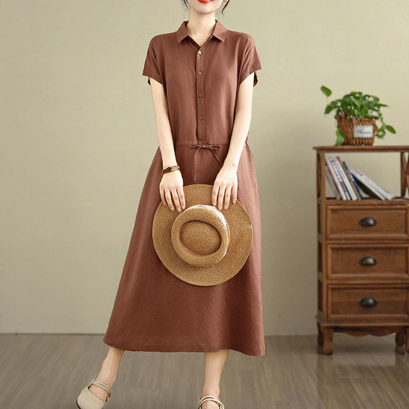 Breathable Cotton Linen Minimalist Grounding Midi Dress