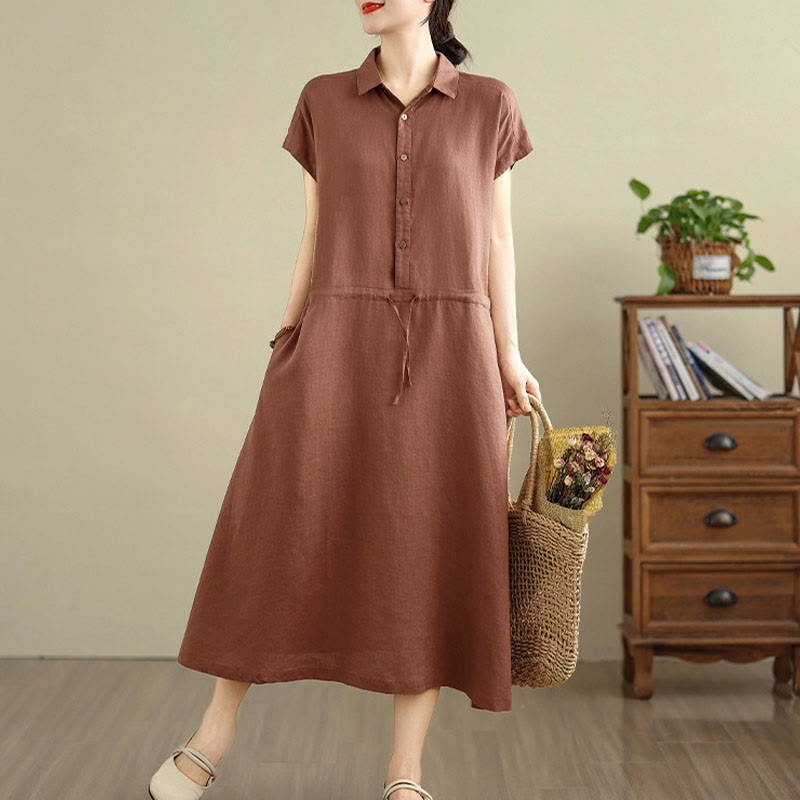 Breathable Cotton Linen Minimalist Grounding Midi Dress