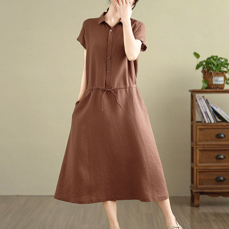 Breathable Cotton Linen Minimalist Grounding Midi Dress