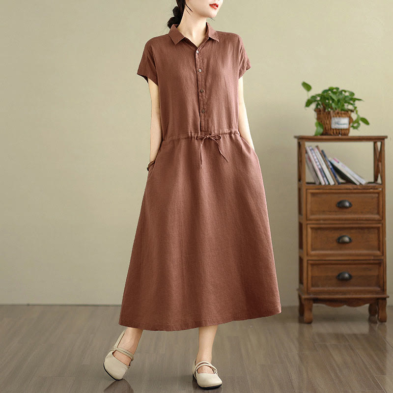 Breathable Cotton Linen Minimalist Grounding Midi Dress