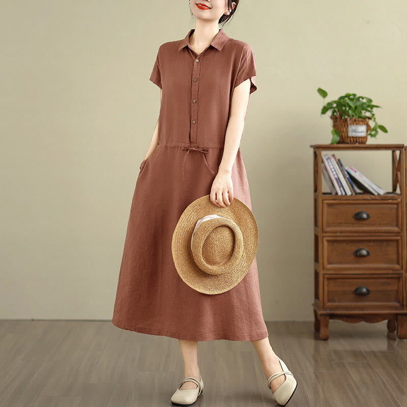 Breathable Cotton Linen Minimalist Grounding Midi Dress