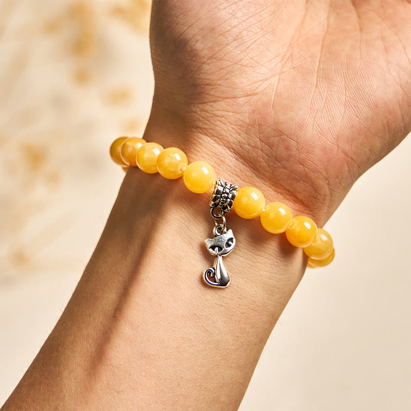 Orange Tabby Cat Yellow Chalcedony Positivity Bracelet