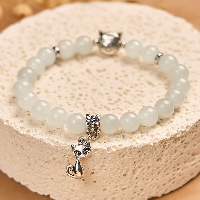 White Cat White Jade Luck Blessing Bracelet