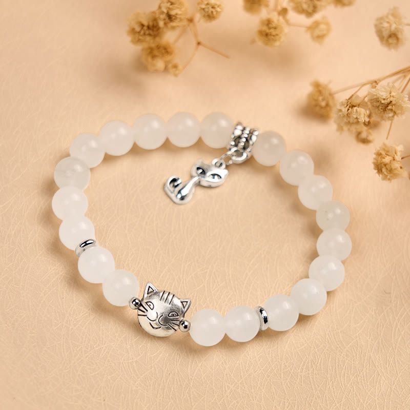 White Cat White Jade Luck Blessing Bracelet
