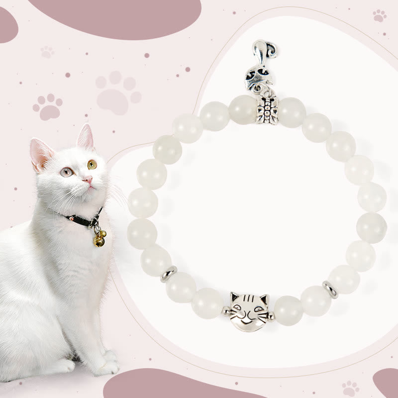 White Cat White Jade Luck Blessing Bracelet
