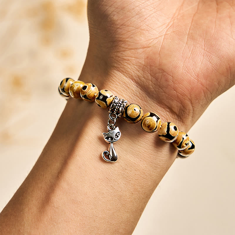 Bengal Cat Natural Agate Stone Inner Strength Bracelet