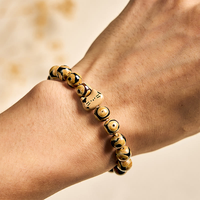 Bengal Cat Natural Agate Stone Kitten Head Graceful Bracelet
