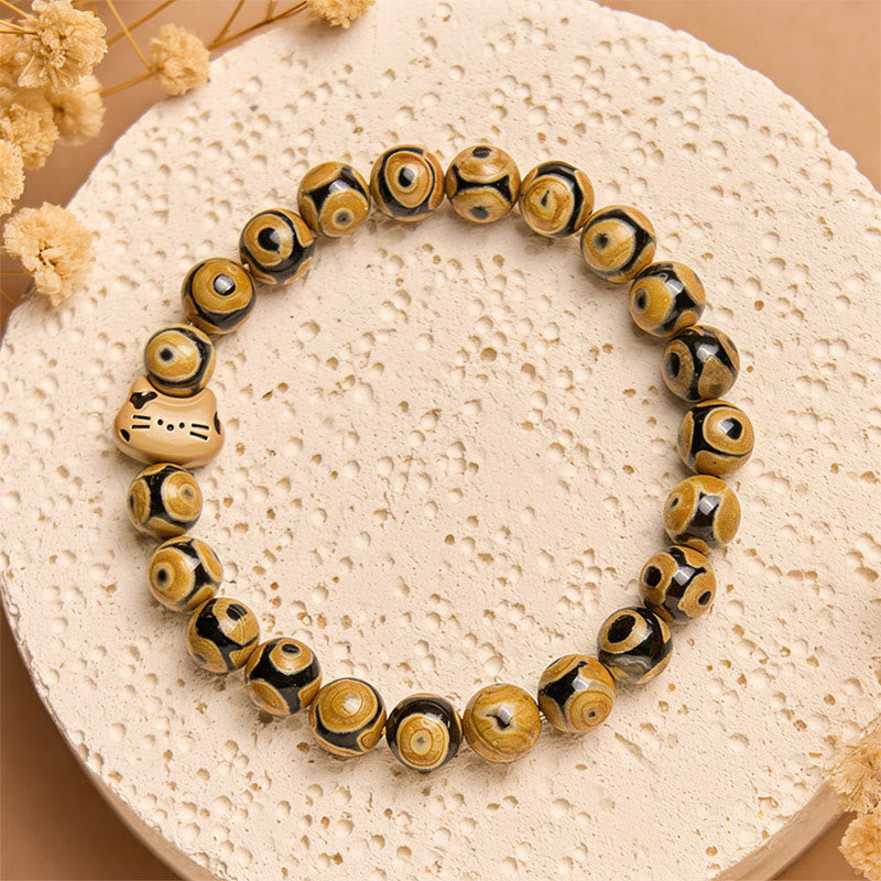 Bengal Cat Natural Agate Stone Kitten Head Graceful Bracelet