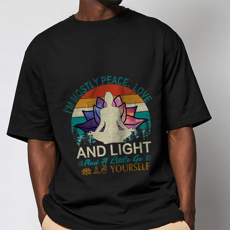 Vivid Lotus Flower Meditator Sunset Pattern Tee Cotton T-shirt