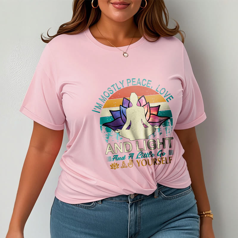 Vivid Lotus Flower Meditator Sunset Pattern Tee Cotton T-shirt