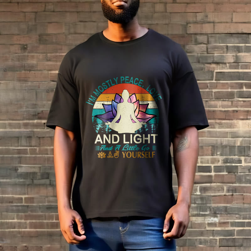 Vivid Lotus Flower Meditator Sunset Pattern Tee Cotton T-shirt