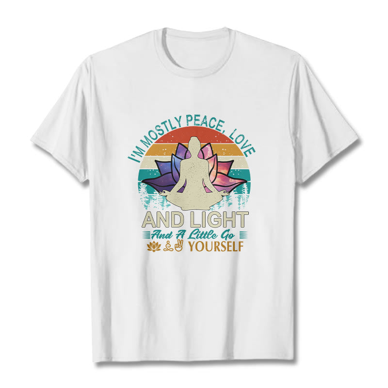 Vivid Lotus Flower Meditator Sunset Pattern Tee Cotton T-shirt