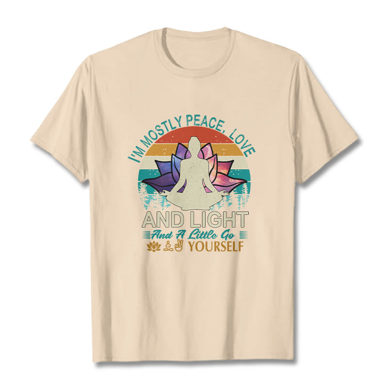 Vivid Lotus Flower Meditator Sunset Pattern Tee Cotton T-shirt