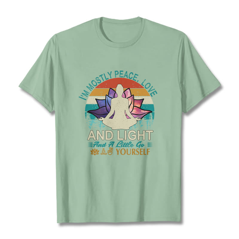 Vivid Lotus Flower Meditator Sunset Pattern Tee Cotton T-shirt