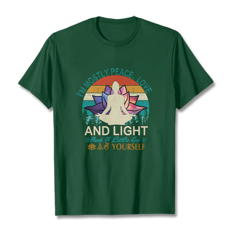 Vivid Lotus Flower Meditator Sunset Pattern Tee Cotton T-shirt