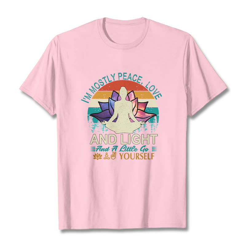 Vivid Lotus Flower Meditator Sunset Pattern Tee Cotton T-shirt