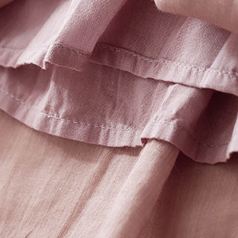 Simple Design Drawstring Cotton Women's Wide Leg Pants With Pockets