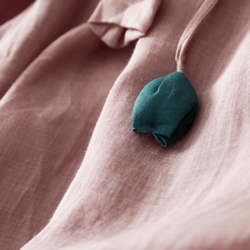 Simple Design Drawstring Cotton Women's Wide Leg Pants With Pockets