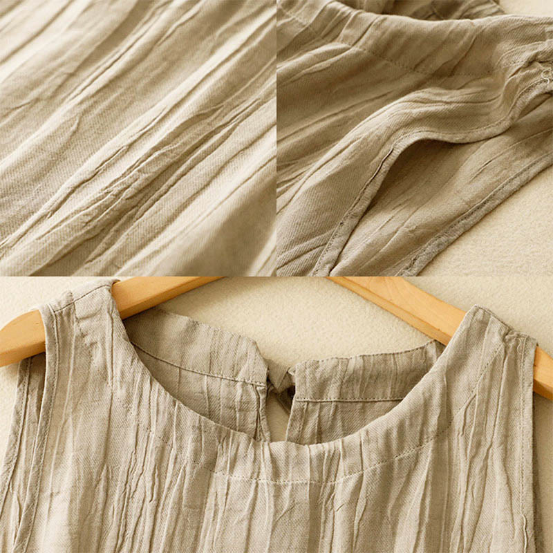 Summer Pure Color Wrinkle Lace-up Sleeveless Vest Women's Waistcoat