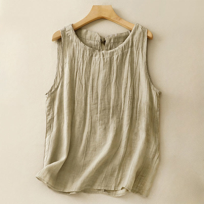 Summer Pure Color Wrinkle Lace-up Sleeveless Vest Women's Waistcoat