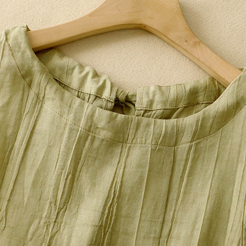 Summer Pure Color Wrinkle Lace-up Sleeveless Vest Women's Waistcoat