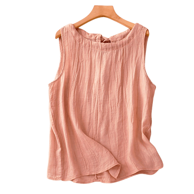 Summer Pure Color Wrinkle Lace-up Sleeveless Vest Women's Waistcoat