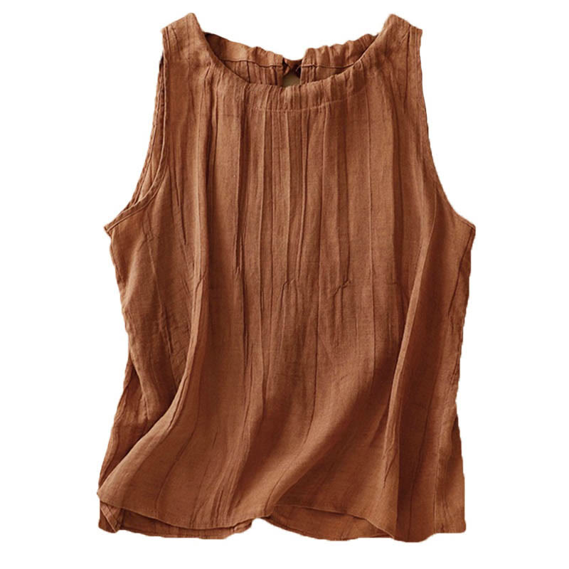Summer Pure Color Wrinkle Lace-up Sleeveless Vest Women's Waistcoat