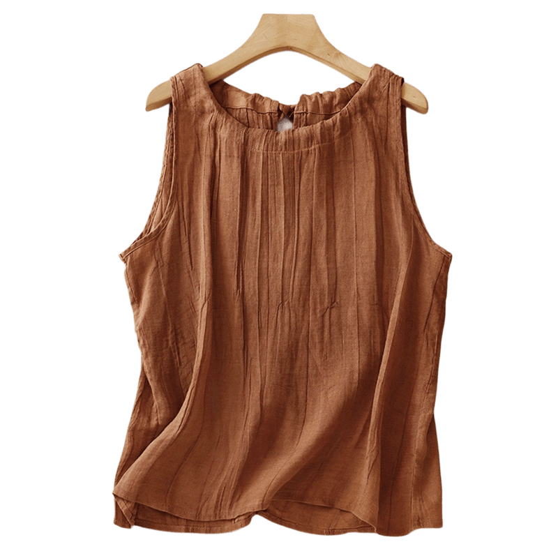 Summer Pure Color Wrinkle Lace-up Sleeveless Vest Women's Waistcoat