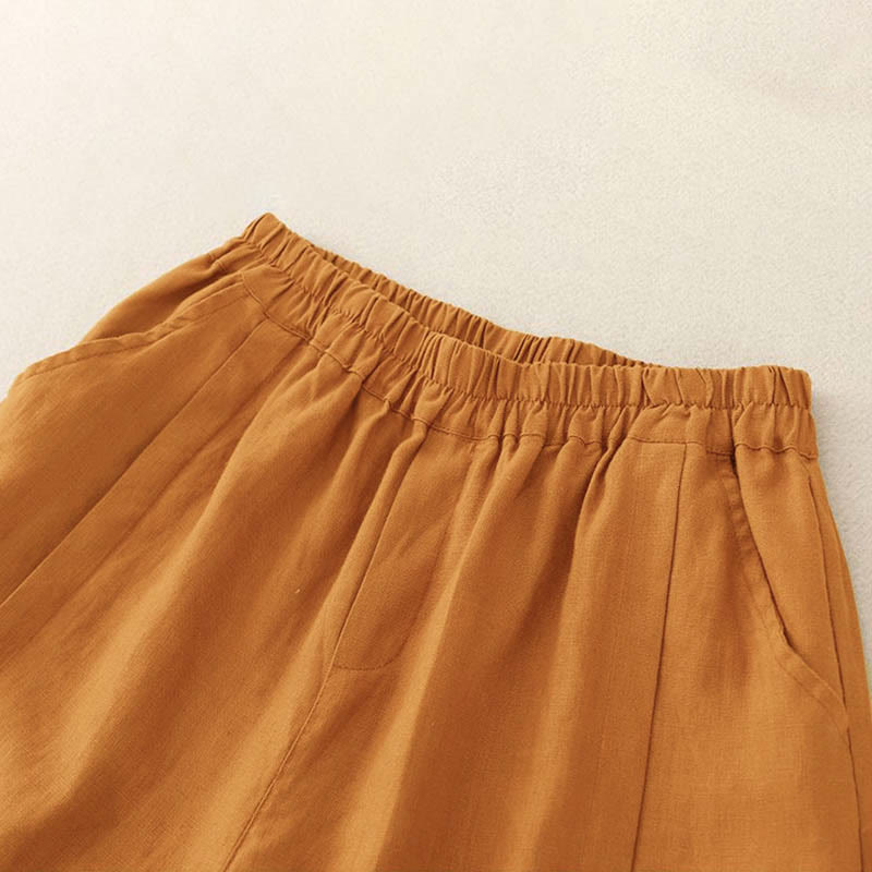 Casual Solid Color Women's Cotton Shorts With Pockets