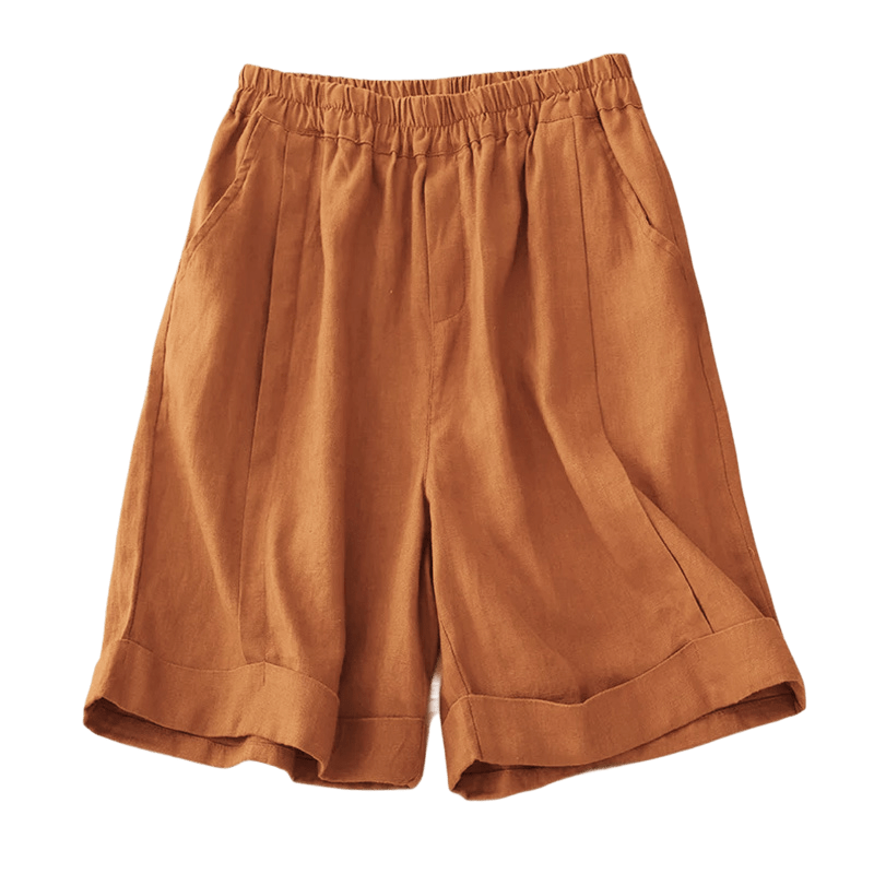 Casual Solid Color Women's Cotton Shorts With Pockets