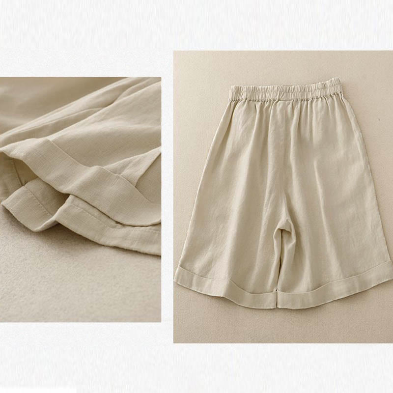 Casual Solid Color Women's Cotton Shorts With Pockets