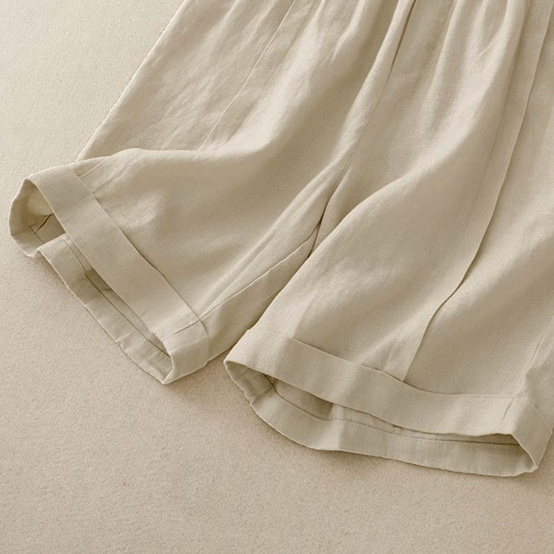 Casual Solid Color Women's Cotton Shorts With Pockets